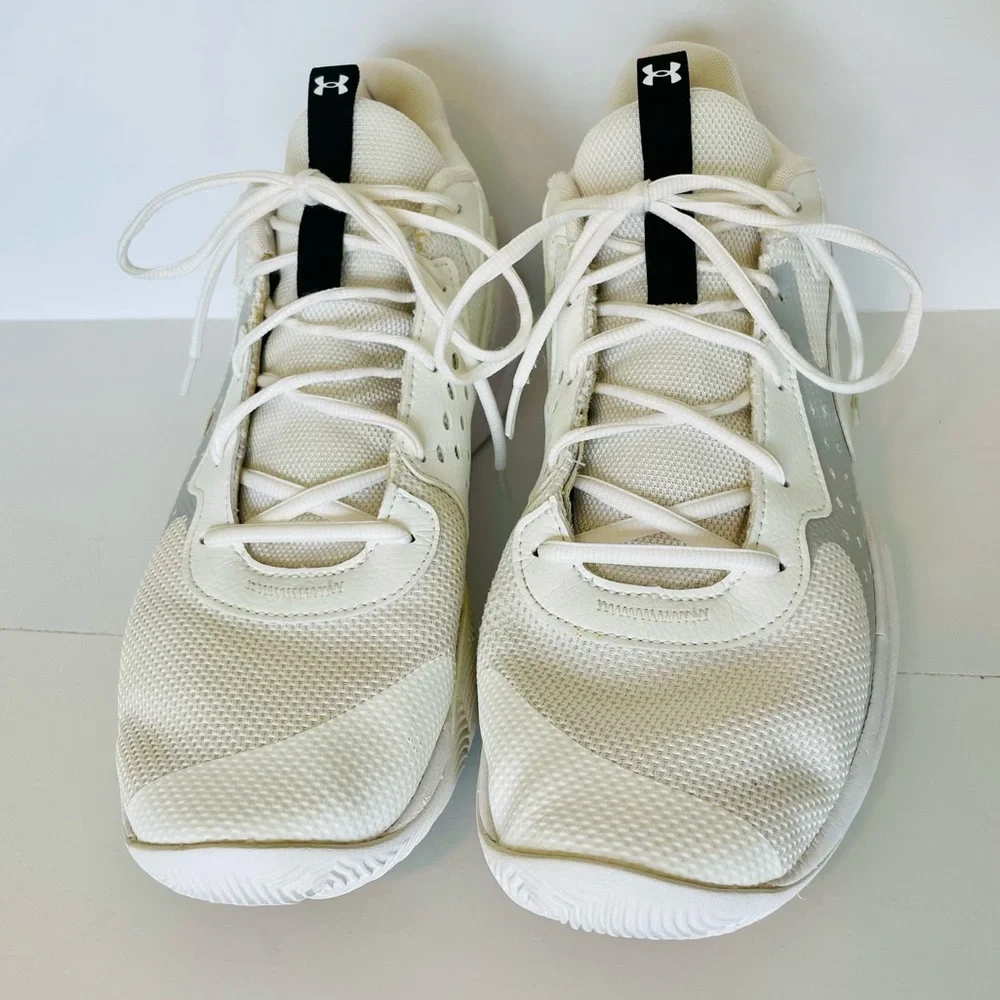 Men’s Under Armour UA Jet ‘23 White and Gray Shoes | Size 13